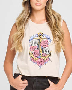 The Mad Hueys: The Mad Hueys Skulls And Roses Womens Crop Muscle