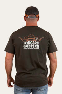Mens Tees: Ringers Western Country Club Mens Loose Fit Tee - Charcoal