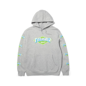 Thrasher: Huf X Thrasher Logo Hoodie - Heather Grey