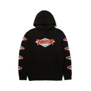 Thrasher: Huf X Thrasher Logo Hoodie - Black