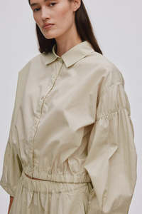 Veda-Poplin Shirt Box Pleat-Pelican Grey