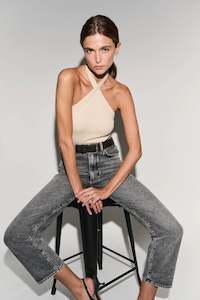 Neuw Denim: Frenchie Halter Top-Bleached Sand