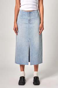 Recut Maxi Skirt-Light Vintage Indigo