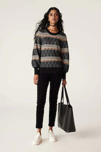 Cable Melbourne: Dallas Merino Jumper-Caramel Stripe