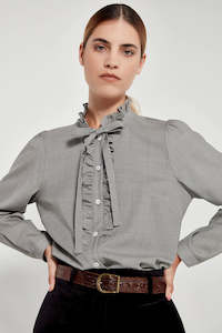 Sale: The Florence Blouse-Micro Houndstooth