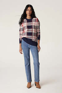 Merino Check Jumper-Red Check