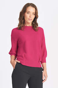 3/4 Tulip Sleeve Pleat Front Top