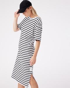 Emily Dress-Black Rock Stripe