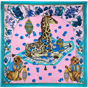 Ilona Tambor: The Magic Giraffe Silk Scarf-Violet Pink