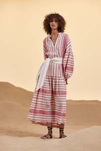 Devotion Twins: Isabella Dress-Red/Off White