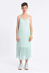 Pleated Green Dress-Light Green pop Vasa