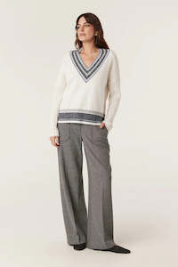 Cashwool Varsity Jumper-Milk