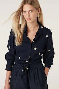 Muse Blouse-Navy Spot