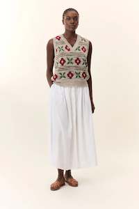 Mundo Flower Sweater-Beige