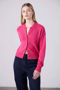 Knitwear: Boxy Cashmere Cardigan-Elsa Pink
