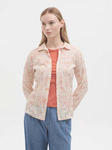 Nice Things: Pacific Islands Print Shirt-Ecru