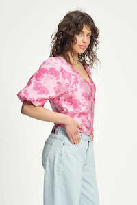 Top-Floral Jacquard Raspberry