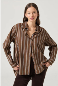 Rollas: Brownstone Shirt-Cocoa Stripe