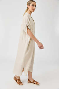 Dresses: Studio Shirt Dress-100% Linen