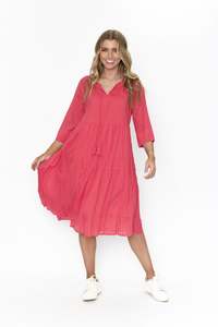 Amber Dress Solid-Cherry