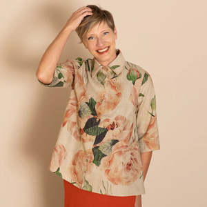 Roses Linen Trapeze Shirt