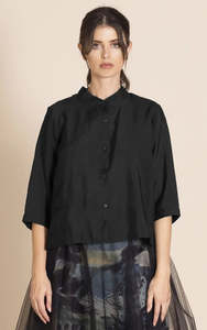 Megan Salmon: Bamboo Manchuria Shirt-Black