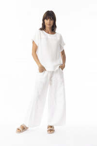 Linen Solid Top Boxy-White
