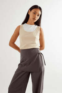 Millie Double Layer Tank-Sand/White