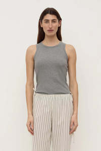 Mara Rib Tank-Charcoal Marle