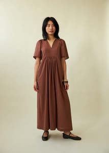 Mazzy Dress-Fig & Cinnamon Stripe