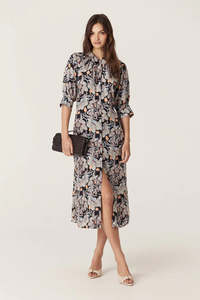 Leigh Midi Dress-Orchid Print