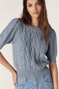 Tavi Knit Top-Dusty Blue