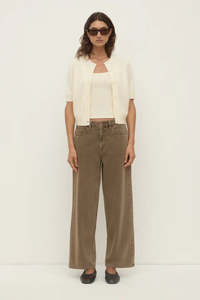 Carina Wool Short Sleeve Cardigan-Cream