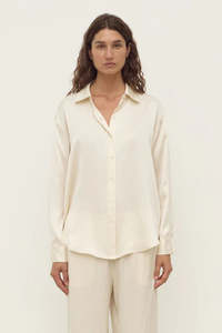 Frontpage: Pippa Silk Long Sleeve Shirt-Cream