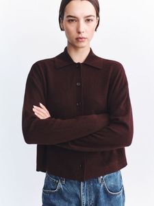 Wool Cashmere Knit Cardigan-Dark Merlot