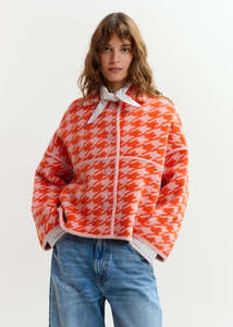 Joking Cardigan-Orange / Dusty Pink