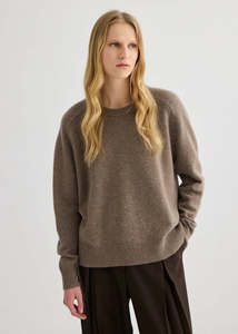 Cashmere Oversized Crewneck-Cocoa Marle