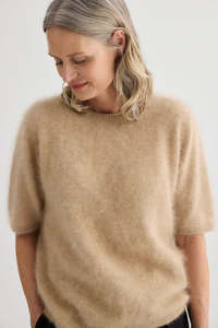 Cashmere T-Shirt-Soft Beige