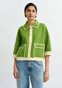 Juggly Cardigan-Spirulina Green / Off White