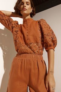 Top: ZOE KRATZMANN PRESENCE TOP-TOFFEE LACE