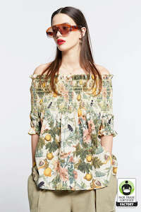 KAREN WALKER GAIA SMOCKED BLOUSE