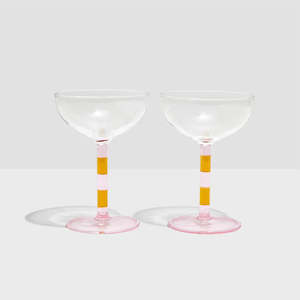 Homeware: FAZEEK STRIPE COUPLES GLASS-PINK&AMBER