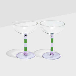 Homeware: FAZEEK STRIPE COUPLES GLASS-LILAC&GREEN