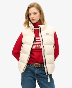 Superdry: SUPERDRY SPORTS PUFFER GILET-OFF WHITE