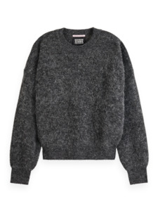 Maison: MAISON CORE FUZZY CREW NECK PULLOVER-CHARCOAL