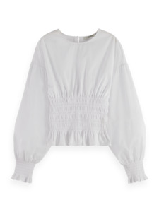 MAISON SMOCKED TOP-WHITE