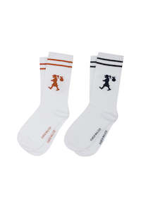 Sun Shades: KAREN WALKER RUNAWAY GIRL SOCKS-WHITE/NAVY