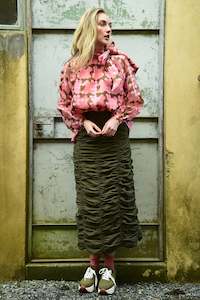 COOP SUGAR RUCHE SKIRT-KHAKI