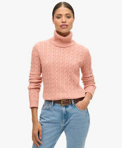 SUPERDRY FITTED CABLE ROLL NECK JUMPER-ROSE