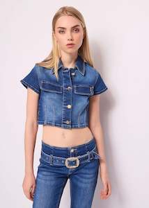DENNY ROSE SHORT COTTON DENIM SHIRT
